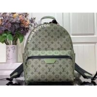 Louis Vuitton LV Unisex Discovery Backpack PM Khaki Green Vermillion Red Monogram Coated Canvas