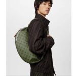 Louis Vuitton LV Unisex Hamac Bag Khaki Green Vermillion Red Monogram Coated Canvas Cowhide Leather - Image 13