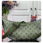 Louis Vuitton LV Unisex Hamac Bag Khaki Green Vermillion Red Monogram Coated Canvas Cowhide Leather - Image 3