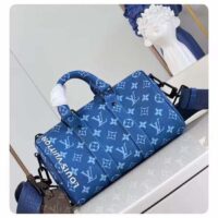 Louis Vuitton LV Unisex Keepall Bandoulière 25 Atlantic Blue Monogram Coated Canvas Cowhide Leather (7)