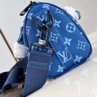 Louis Vuitton LV Unisex Keepall Bandoulière 25 Atlantic Blue Monogram Coated Canvas Cowhide Leather (7)