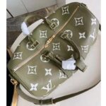 Louis Vuitton LV Unisex Keepall Bandoulière 45 Kaki Fango Cream Monogram Empreinte Embossed Cowhide Leather - immagine 4