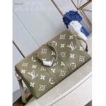 Louis Vuitton LV Unisex Keepall Bandoulière 45 Kaki Fango Cream Monogram Empreinte Embossed Cowhide Leather - immagine 3