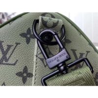 Louis Vuitton LV Unisex Keepall Bandoulière 45 Khaki Green Vermillion Red Monogram Coated Canvas (1)