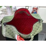 Louis Vuitton LV Unisex Keepall Bandoulière 55 Khaki Green Vermillion Red Monogram Canvas - Bild 6