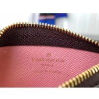 Louis Vuitton LV Unisex Key Pouch Pink Monogram Coated Canvas Grained Cowhide Leather (8)