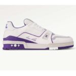 Louis Vuitton LV Unisex LV Trainer Sneaker in pelle di vitello martellata viola con suola in gomma