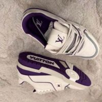 Louis Vuitton LV Unisex LV Trainer Sneaker Purple Grained Calf Leather Rubber Outsole (2)