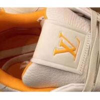 Louis Vuitton LV Unisex LV Trainer Sneaker Yellow Grained Calf Leather Rubber Outsole (4)