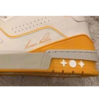 Louis Vuitton LV Unisex LV Trainer Sneaker Yellow Grained Calf Leather Rubber Outsole (4)