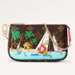 Louis Vuitton LV Unisex Mini Pochette Accessoires Dragon Fruit Pink Monogram Coated Canvas