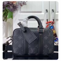 Louis Vuitton LV Unisex Nano Porte Documents Voyage Monogram Eclipse Coated Canvas Cowhide Leather (10)