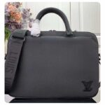 Louis Vuitton LV Unisex Pilot Briefcase Black Cowhide Leather Textile Lining – Image 3