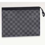 Louis Vuitton LV Unisex Pochette Voyage MM Black Grey Damier Graphite Coated Canvas