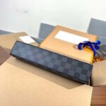 Louis Vuitton LV Unisex Pochette Voyage MM Black Grey Damier Graphite Coated Canvas - immagine 5