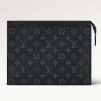 Louis Vuitton LV Unisex Pochette Voyage MM Black Grey Monogram Eclipse Canvas