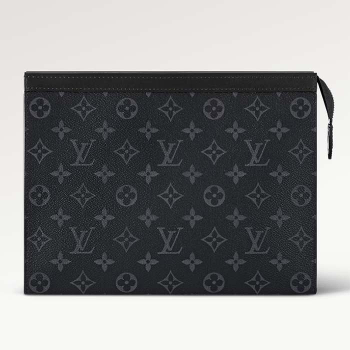 Louis Vuitton LV Unisex Pochette Voyage MM Black Grey Monogram Eclipse Canvas