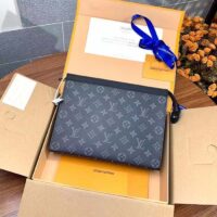 Louis Vuitton LV Unisex Pochette Voyage MM Black Grey Monogram Eclipse Canvas (1)