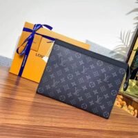 Louis Vuitton LV Unisex Pochette Voyage MM Black Grey Monogram Eclipse Canvas (1)