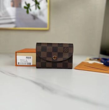 Louis Vuitton LV Unisex Rosalie Coin Purse Damier Ebene Coated Canvas Grained Cowhide Leather - Image 3