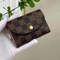 Louis Vuitton LV Unisex Rosalie Coin Purse Damier Ebene Coated Canvas Grained Cowhide Leather (2)