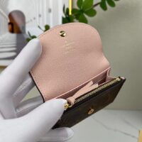 Louis Vuitton LV Unisex Rosalie Coin Purse Rose Ballerine Pink Monogram Coated Canvas Grained Cowhide Leather (4)