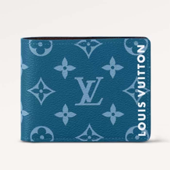 Louis Vuitton LV Unisex Slender Wallet Atlantic Blue Monogram Monogram Coated Canvas