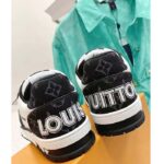 Louis Vuitton LV Unisex Trainer Sneaker Black Monogram Denim Rubber Outsole Monogram Flowers - Image 6