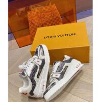 Louis Vuitton LV Unisex Trainer Sneaker Black Printed Calf Leather Rubber Outsole Monogram Flowers (9)