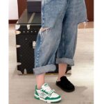 Louis Vuitton LV Unisex Trainer Sneaker Green Monogram Denim Rubber Outsole Monogram Flower – Bild 13
