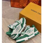 Louis Vuitton LV Unisex Trainer Sneaker Green Monogram Denim Rubber Outsole Monogram Flower – Bild 2