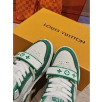 Louis Vuitton LV Unisex Trainer Sneaker Green Monogram Denim Rubber Outsole Monogram Flower