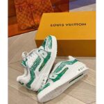 Louis Vuitton LV Unisex Trainer Sneaker Green Printed Calf Leather Rubber Outsole Monogram Flowers - Imagen 2