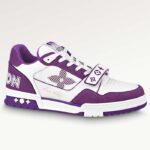 Louis Vuitton LV Unisex Trainer Sneaker Purple Monogram Denim Rubber Outsole Monogram Flower