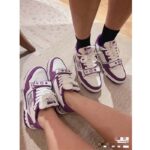 Louis Vuitton LV Unisex Trainer Sneaker Purple Monogram Denim Rubber Outsole Monogram Flower - Bild 12