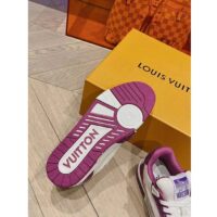 Louis Vuitton LV Unisex Trainer Sneaker Purple Monogram Denim Rubber Outsole Monogram Flower (1)