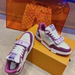 Louis Vuitton LV Unisex Trainer Sneaker Purple Monogram Denim Rubber Outsole Monogram Flower - Bild 2