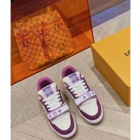 Louis Vuitton LV Unisex Trainer Sneaker Purple Monogram Denim Rubber Outsole Monogram Flower (1)