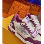 Louis Vuitton LV Unisex Trainer Sneaker Purple Monogram Denim Rubber Outsole Monogram Flower - Bild 5