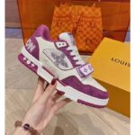 Louis Vuitton LV Unisex Trainer Sneaker Purple Monogram Denim Rubber Outsole Monogram Flower - Bild 8