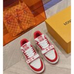 Louis Vuitton LV Unisex Trainer Sneaker Red Monogram Denim Rubber Outsole Monogram Flower - Image 2