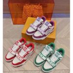 Louis Vuitton LV Unisex Trainer Sneaker Red Monogram Denim Rubber Outsole Monogram Flower - Image 11