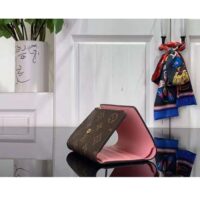 Louis Vuitton LV Unisex Victorine Wallet Pink Monogram Coated Canvas Grained Cowhide Leather (8)