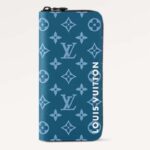 Louis Vuitton LV Unisex Zippy Vertical Wallet Atlantic Blue Monogram Monogram Coated Canvas