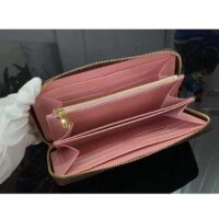 Louis Vuitton LV Unisex Zippy Wallet Pink Monogram Coated Canvas Grained Cowhide Leather (1)