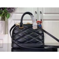 Louis Vuitton LV Women Alma BB Handbag Black Lamb Cowhide Leather (8)