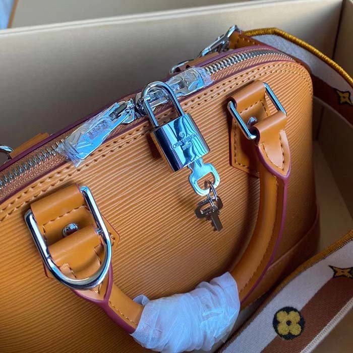 Louis Vuitton LV Women Alma BB Handbag Honey Gold Epi Grained Cowhide Leather (11)