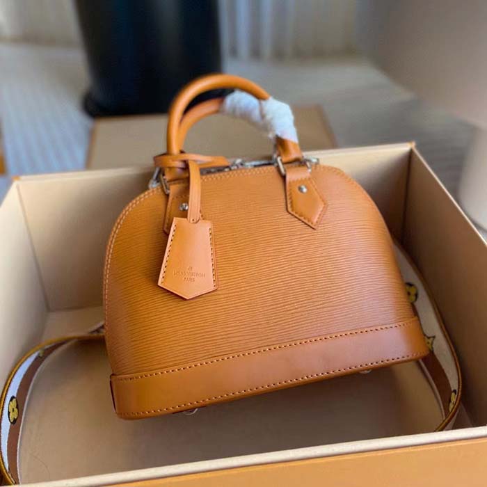 Louis Vuitton LV Women Alma BB Handbag Honey Gold Epi Grained Cowhide Leather (13)
