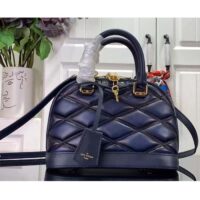 Louis Vuitton LV Women Alma BB Handbag Navy Blue Lamb Leather Cowhide (5)