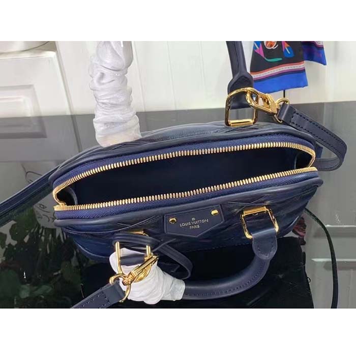 Louis Vuitton LV Women Alma BB Handbag Navy Blue Lamb Leather Cowhide (8)